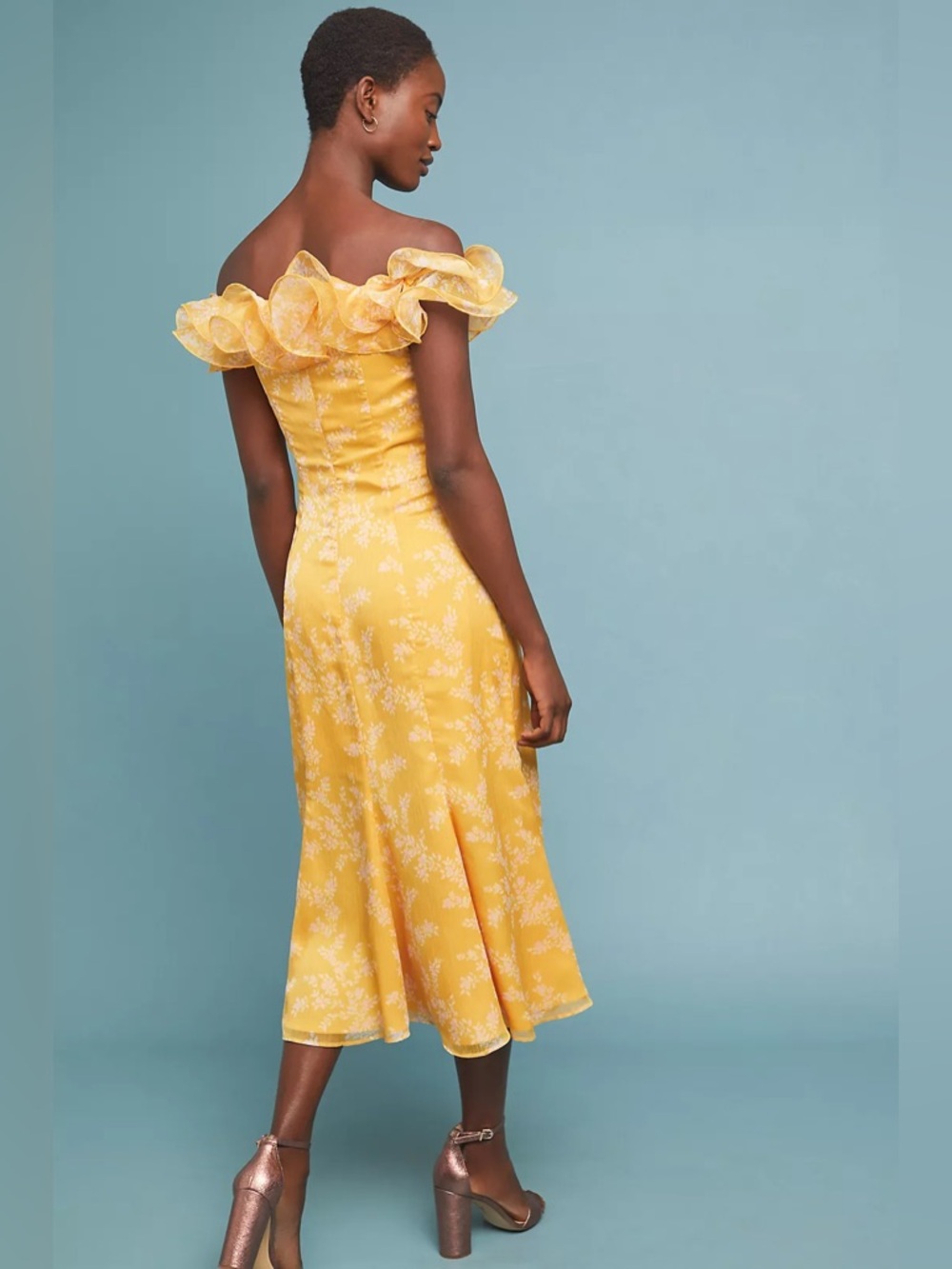 KEEPSAKE the Label Embrace Midi Dress Anthropologie Bright Yellow size large - Picture 6 of 6